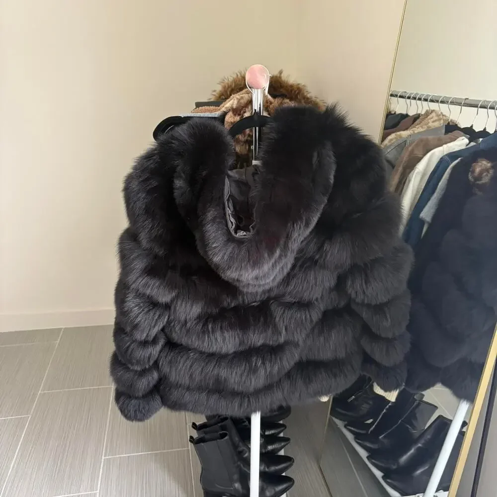 Real fur coat with hood - Picture 6 of 6